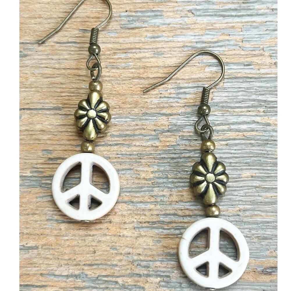 Mirabella Peace Sign Drop Earring | Bronze | Dylan Designs